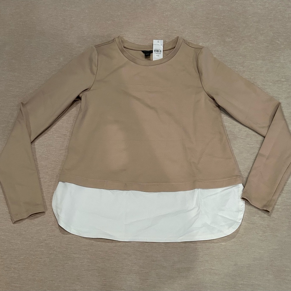 Ann Taylor Beige Long Sleeve Top - Women’s Size XXS (Never Worn)